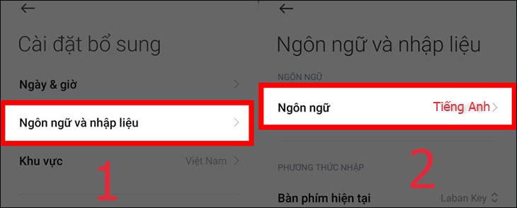 Chọn ngôn ngữ tiếng Anh