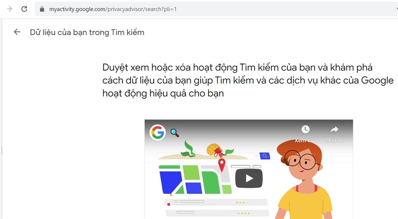 Xóa hoạt động trong tài khoản Google