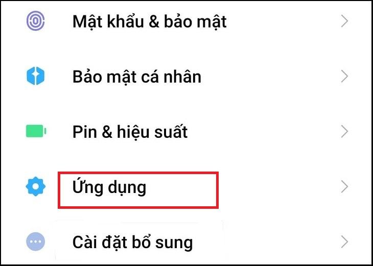 Đi tới Cài đặt và chọn Ứng dụng