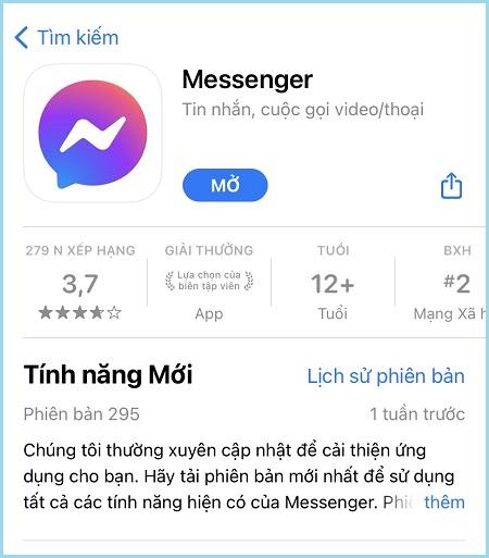 Cập nhật phiên bản Facebook Messenger mới nhất