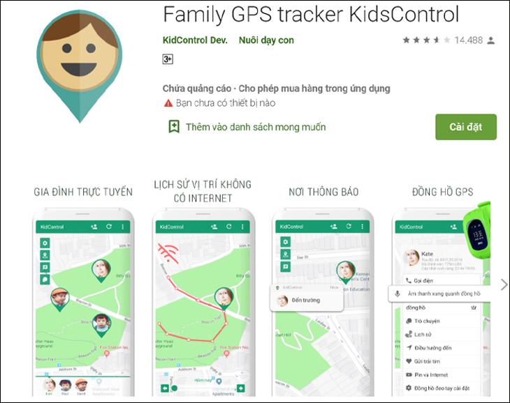 Phần mềm theo dõi GPS dành cho gia đình KidsControl