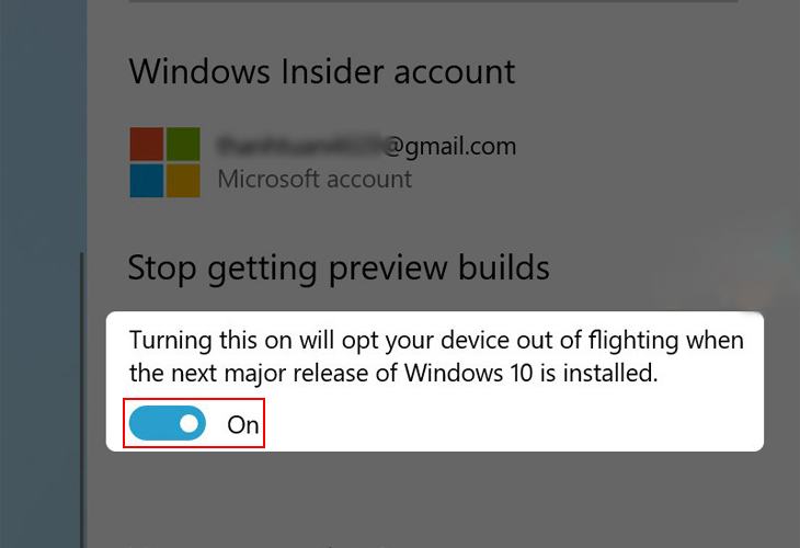 Nếu bạn bật tùy chọn này, trận chiến sẽ bị vô hiệu hóa khi phiên bản chính tiếp theo của Windows 10 được cài đặt BẬT