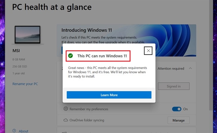 Nếu ứng dụng hiển thị dấu kiểm màu xanh lục cho biết PC này có thể chạy Windows 11, thì thiết bị của bạn đã sẵn sàng được nâng cấp lên Windows 11