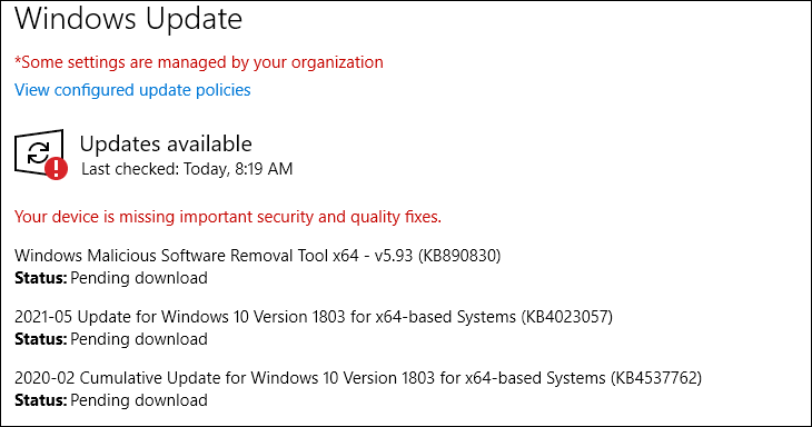 Nếu ứng dụng không hiển thị dấu kiểm màu xanh lục, bạn sẽ nhận được các bản cập nhật Windows 10 đến hết ngày 14 tháng 10 năm 2025