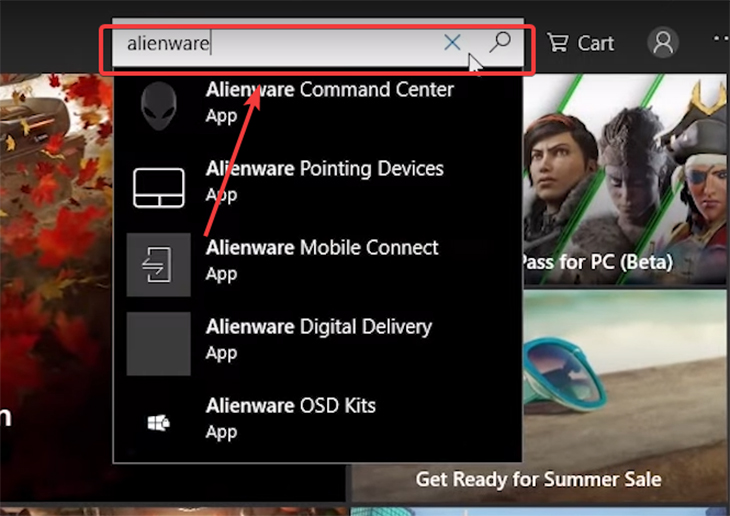 Mở Microsoft Store và tìm kiếm Alienware