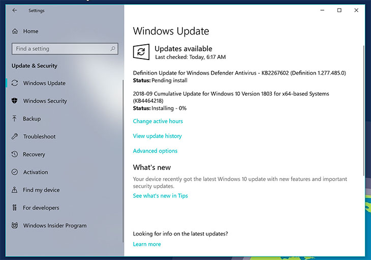 Cập nhật trình điều khiển bằng chức năng Windows Update