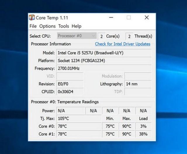 Phần mềm Core Temp