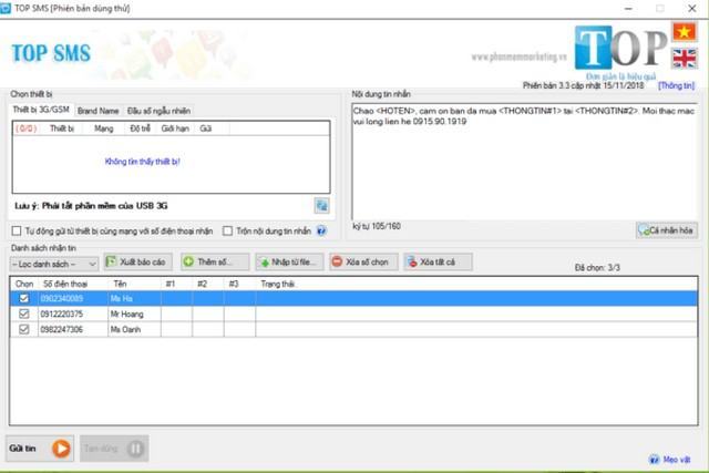 Phần mềm TOP SMS Marketing