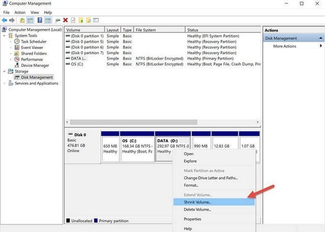 Phần mềm Windows Disk Management 